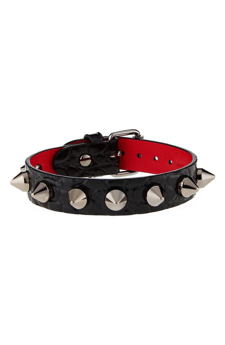Christian Louboutin Loubilink Studded Leather Bracelet, Main, color, 