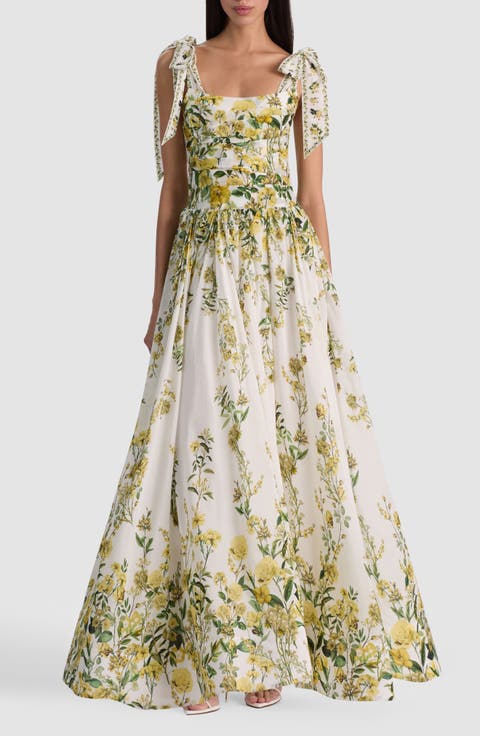 Haven Cotton & Silk Fit & Flare Maxi Dress