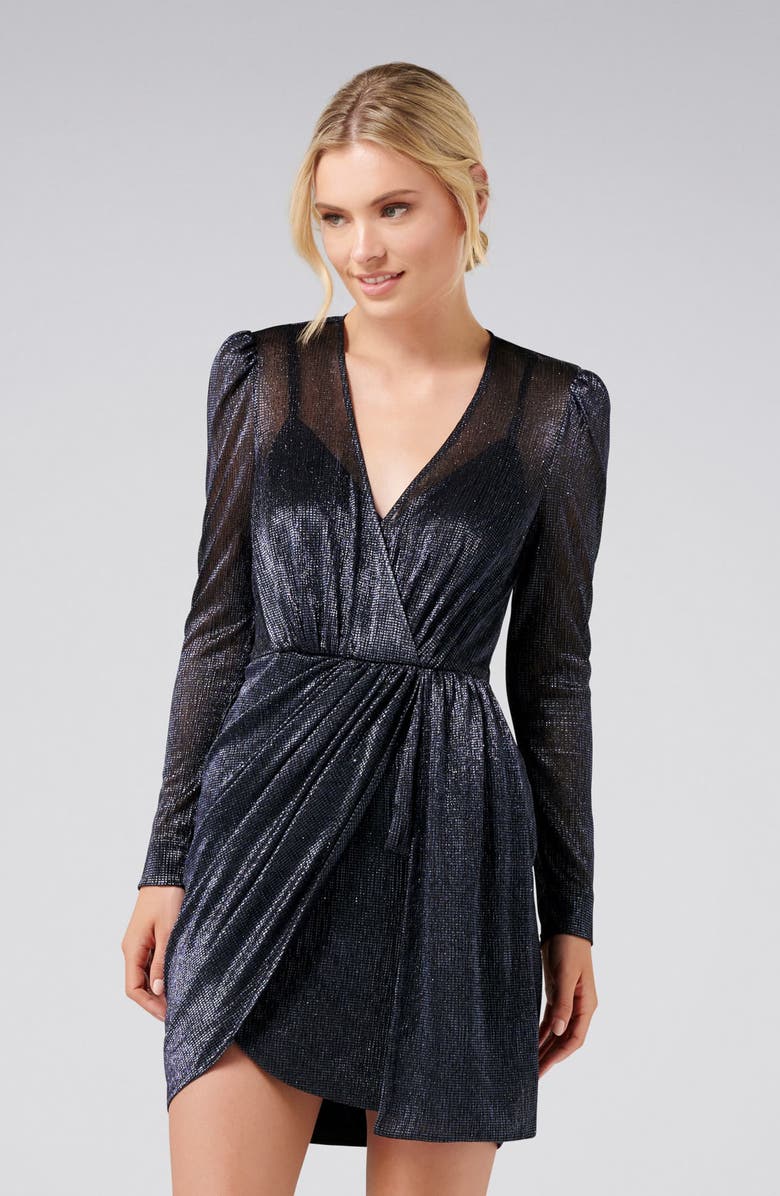 Ever New Alexia Long Sleeve Metallic Cocktail Dress, Alternate, color,