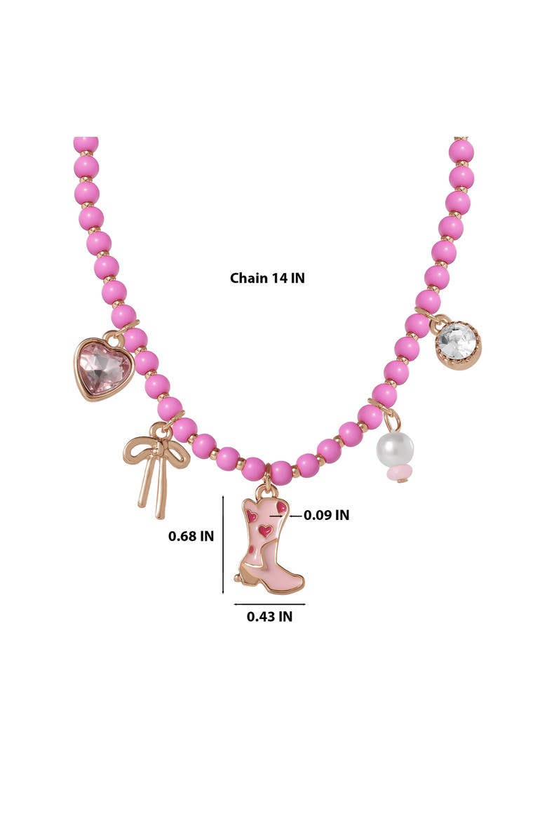 Kids Charm Necklace & Earrings Set, Alternate, color, pink, red, gold