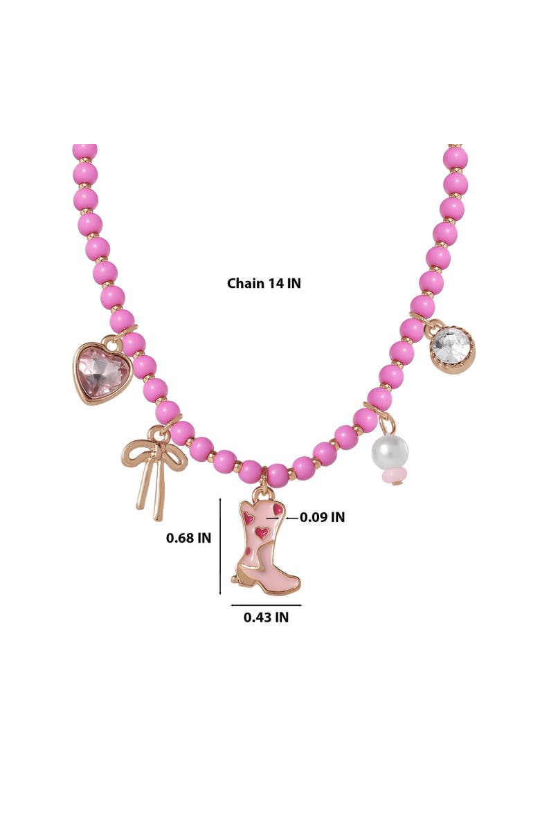 Jessica Simpson Kids Kids Charm Necklace & Earrings Set, Alternate, color, Pink, Red, Gold