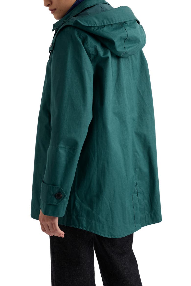 Sea Drift Waterproof Hooded Linen & Cotton Rain Coat, Alternate, color, DARK WRECKAGE