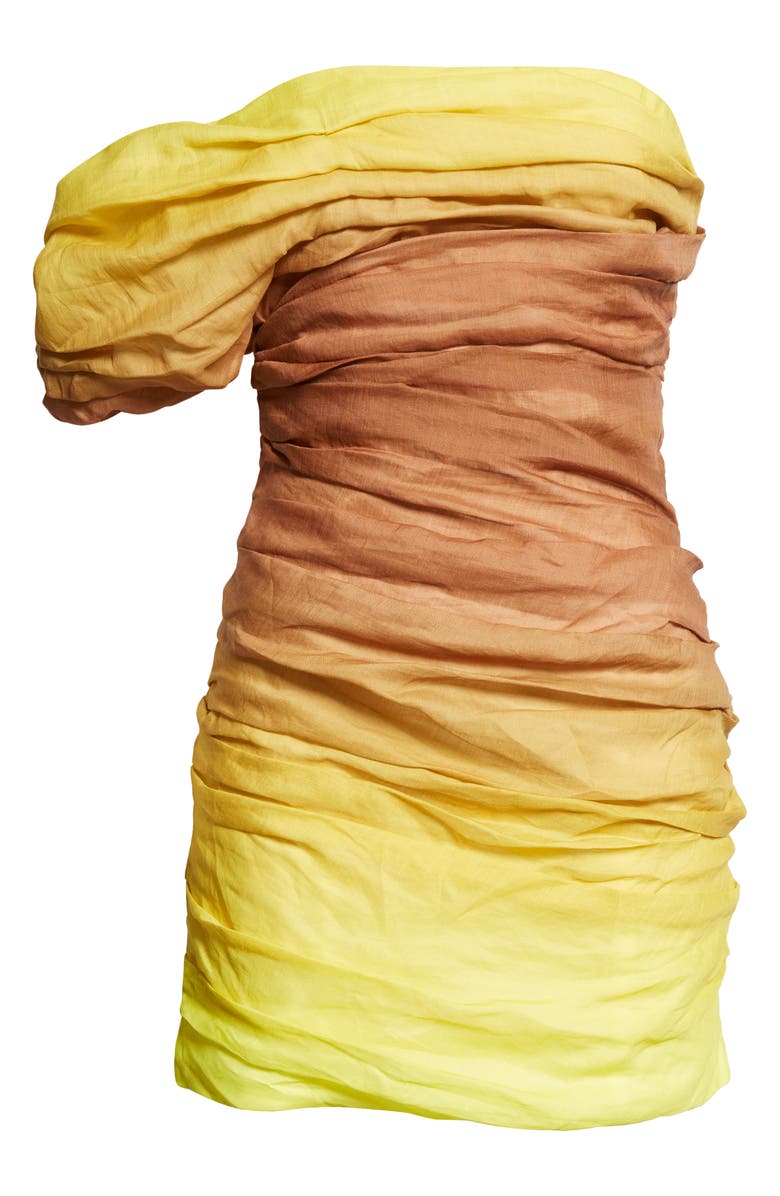 A.L.C. Kyler Ruched Strapless Cocktail Dress, Alternate, color, Chestnut/ Yellow