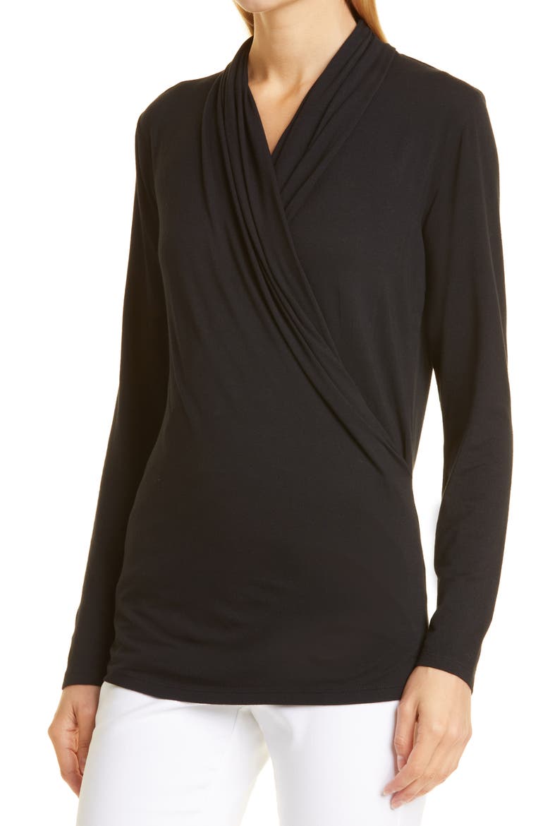 Ava Wrap Front Top, Alternate, color, BLACK