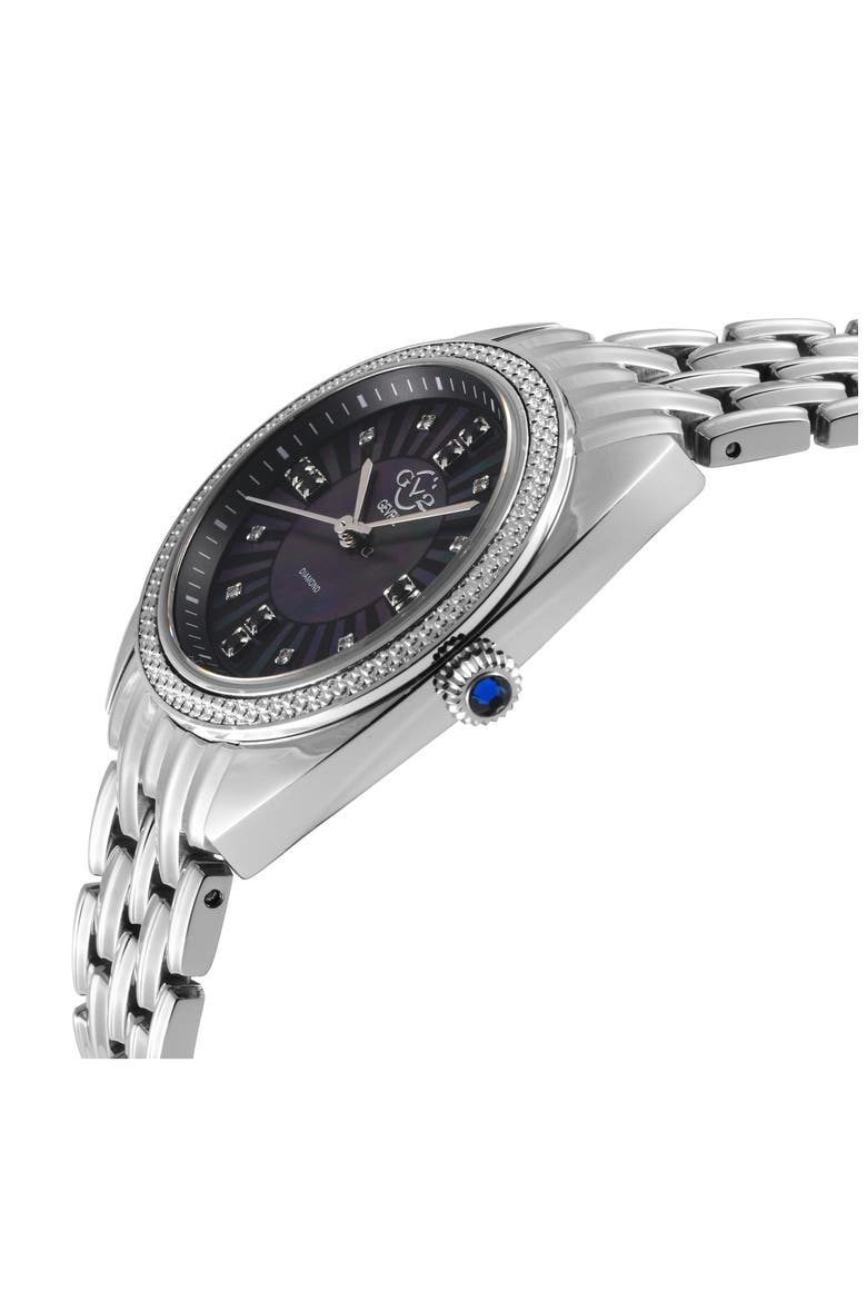 Palermo Black Mother of Pearl Dial Diamond Bracelet Watch, 35mm - 0.04ct., Alternate, color, SILVER