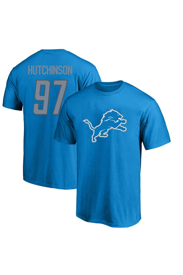 Men's Fanatics Branded Aidan Hutchinson Blue Detroit Lions Big & Tall Player Name & Number T-Shirt, Main, color, Blue