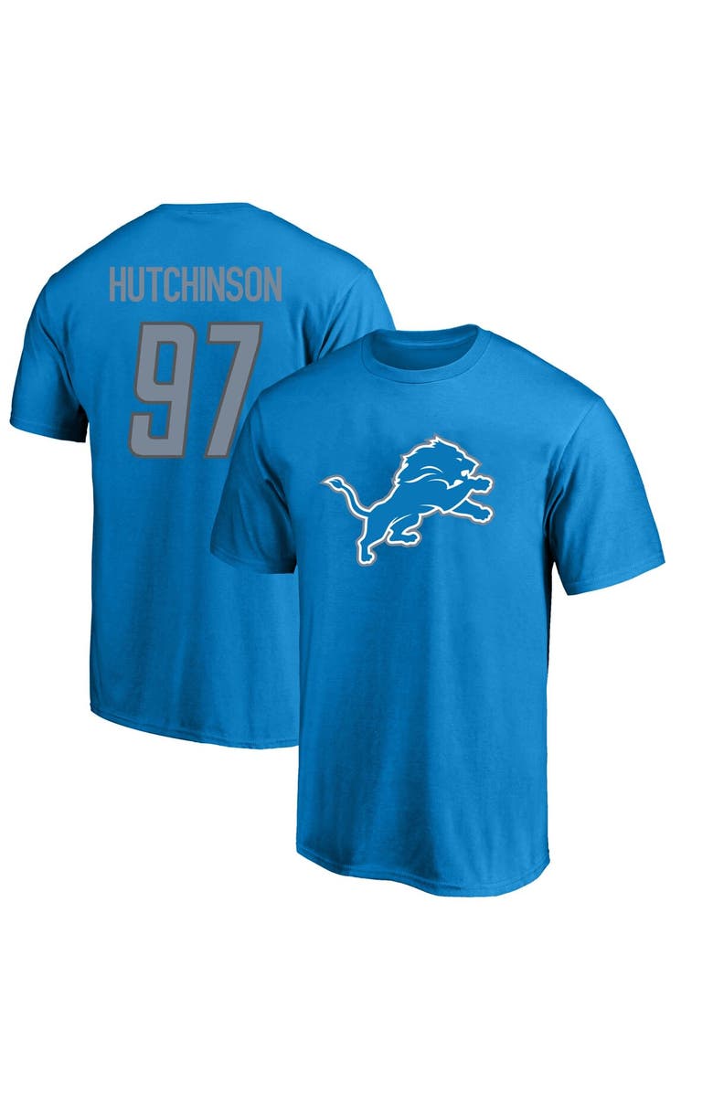 FANATICS Men's Fanatics Branded Aidan Hutchinson Blue Detroit Lions Big & Tall Player Name & Number T-Shirt, Main, color, Blue