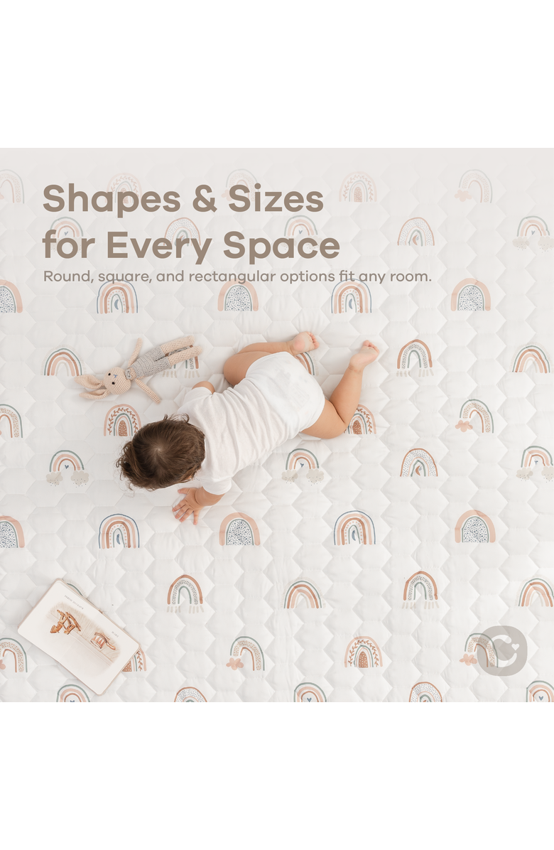 Comfy Cubs Premium Play Mat with Non-Slip Bottom, Round, Alternate, color, Rainbow