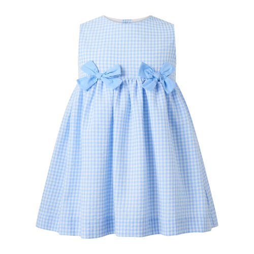 Rachel Riley Check Bow Dress In Blue
