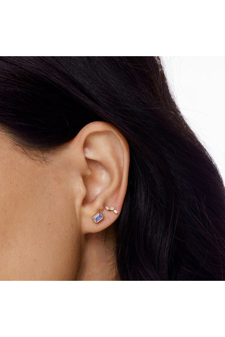 14K Knife Edge Gemstone Stud Earrings, Alternate, color, Tanzanite