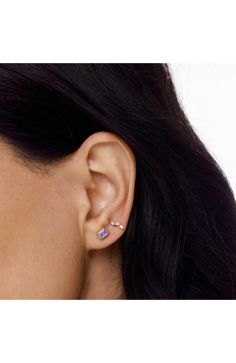 ELLIOT YOUNG 14K Knife Edge Gemstone Stud Earrings, Alternate, color, Tanzanite