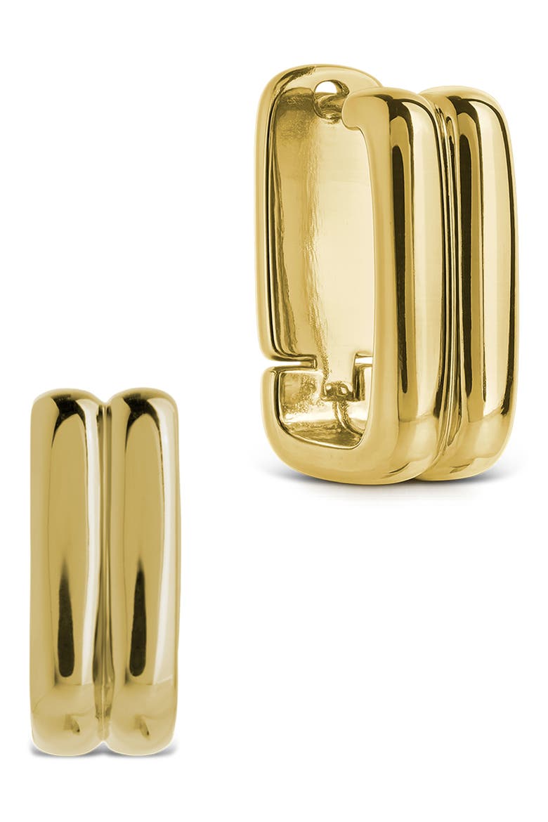 Arianna Ribbed Square Hoop Earrings, Main, color, GOLD
