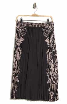 Printed Pleated Midi Skirt