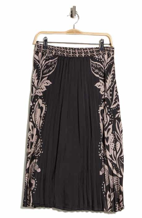 Printed Pleated Midi Skirt