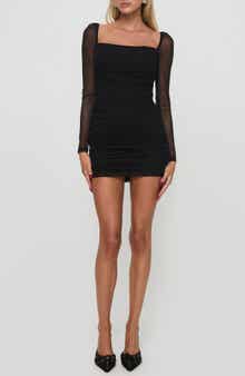 Charvi Sheer Long Sleeve Ruched Minidress