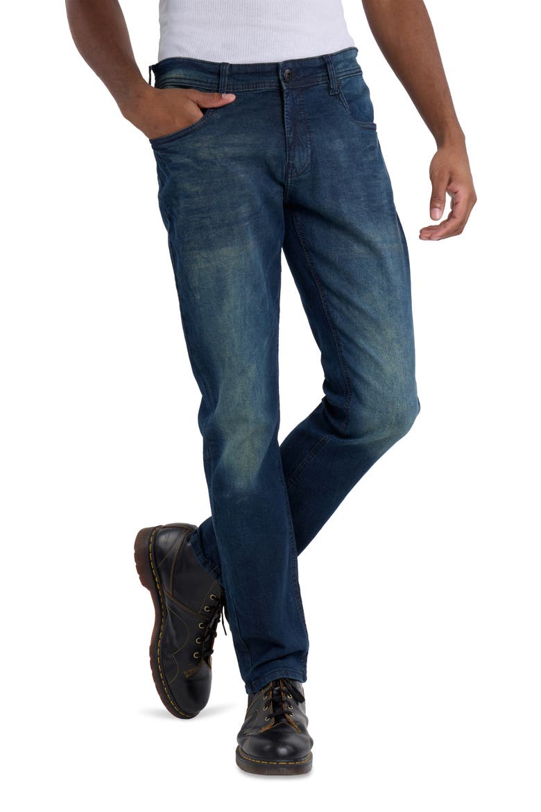 Saddle Stitch Stretch Straight Leg Jeans, Alternate, color, DARK BLUE TINT