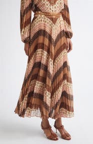 Zimmermann Sunray Chevron Print Pleated Skirt