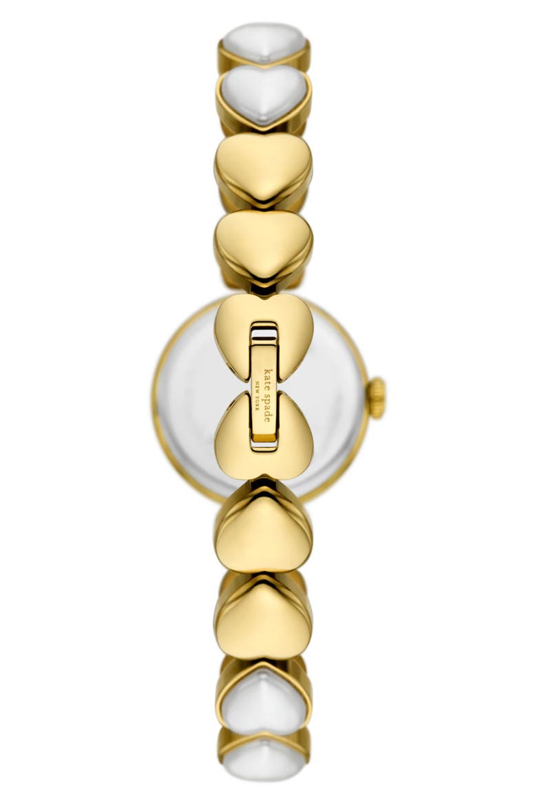 monroe imitation pearl heart bracelet watch, 24mm, Alternate, color, GOLD