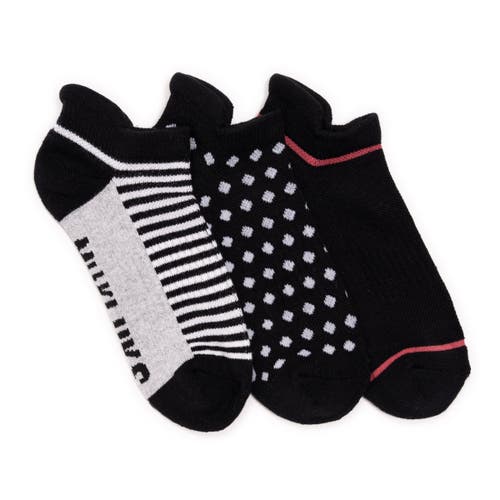 Muk Luks Cotton Compression Ankle Socks 3 Pair Pack In Black