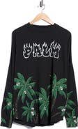 Palm Angels Palm Logo Long Sleeve Cotton Graphic T-Shirt