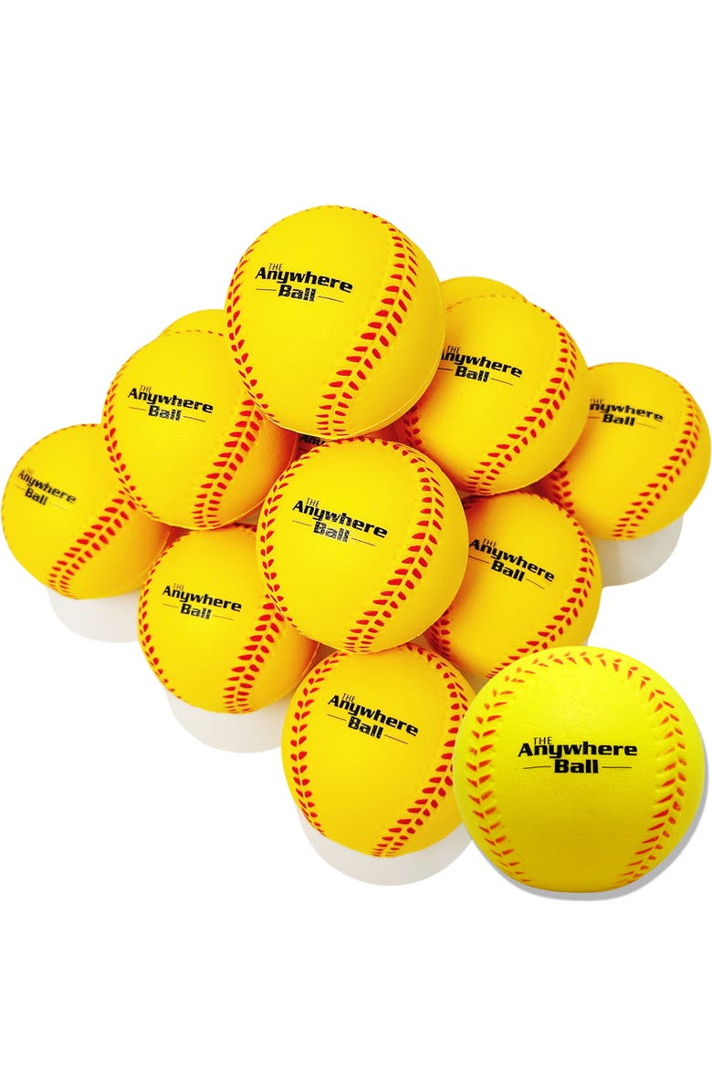 Anywhere Sports The Anywhere Ball 12 Pack, 3 Inch Squishy Foam Balls, Alternate, color, Yellow