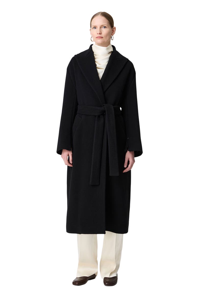 Double Breasted Wrap Coat, Main, color, Black