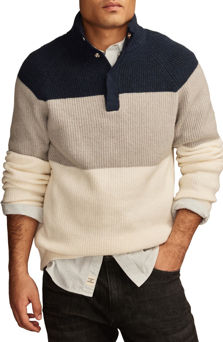 Lucky Brand Nep Half Button Sweater, Main, color, 