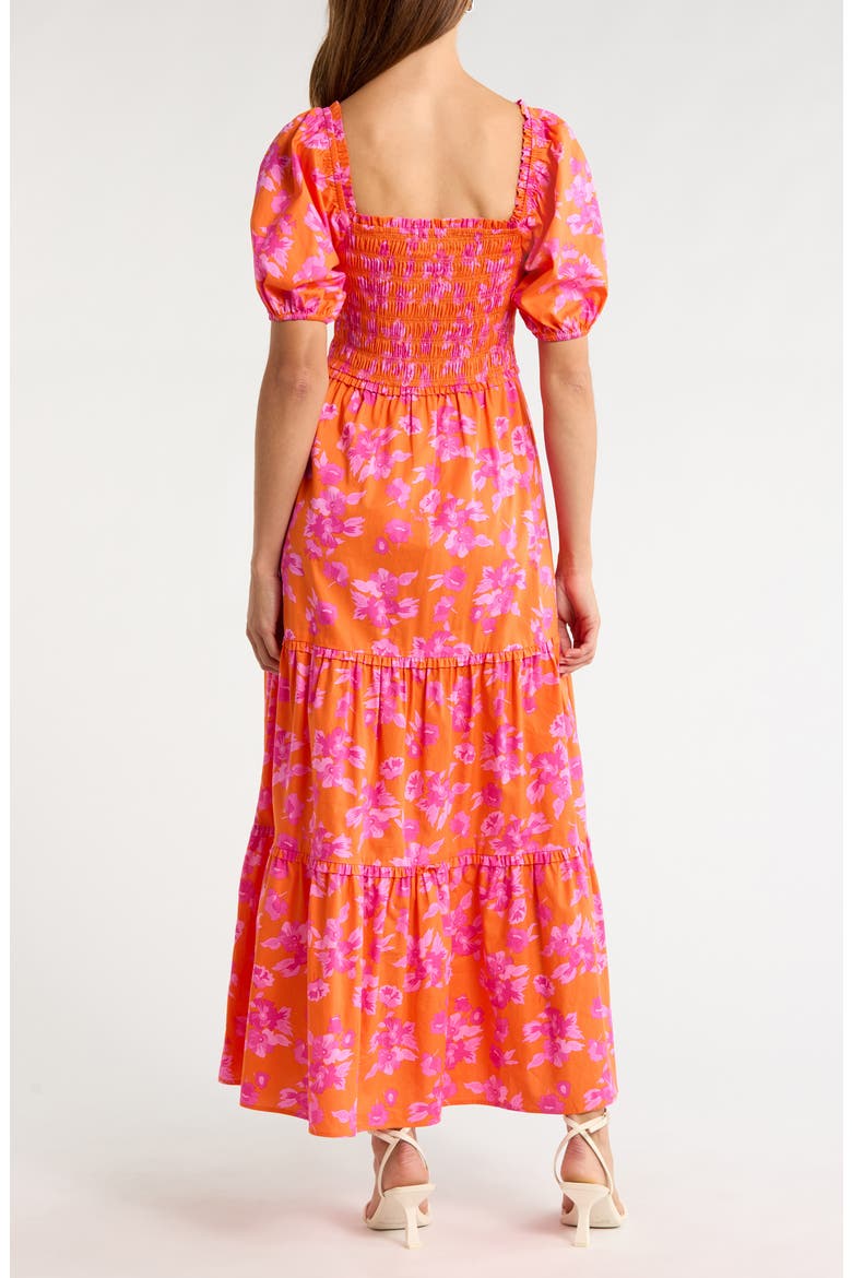 Cala Floral Tiered Cotton Maxi Dress, Alternate, color, ORANGE-PINKS-MULTI