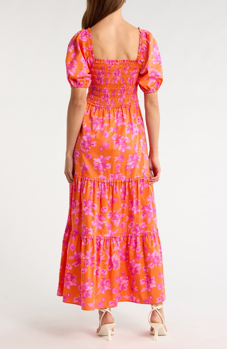SUGARLIPS Cala Floral Tiered Cotton Maxi Dress, Alternate, color, Orange-Pinks-Multi