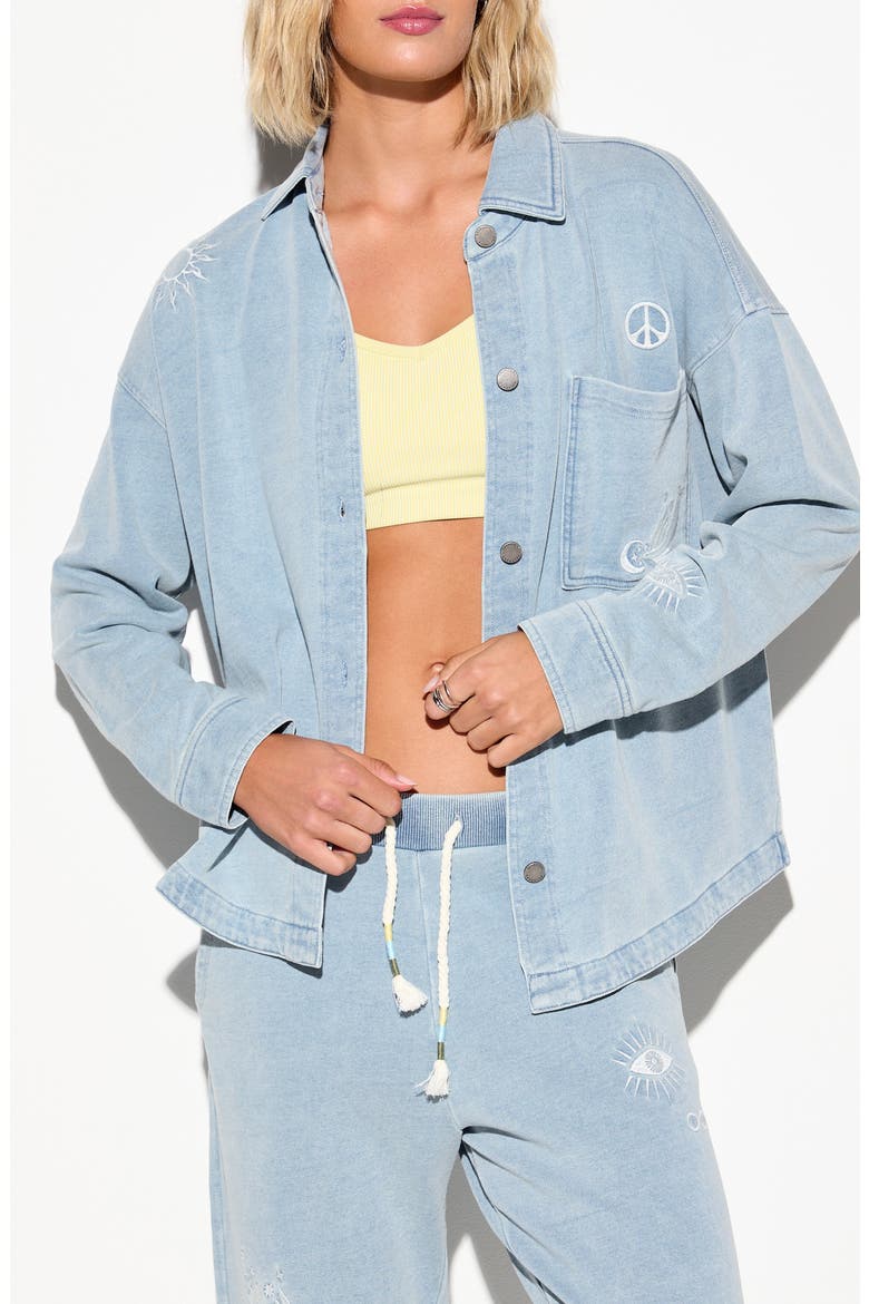 Eye Bloom Sunny Button-Up Shirt, Main, color, BLEACHED DENIM