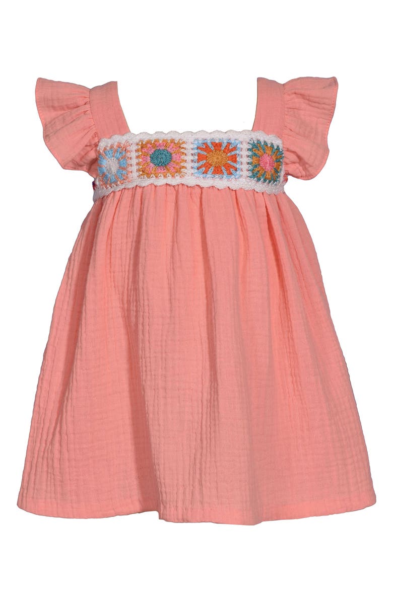 Iris & Ivy Kids' Granny Square Gauze Dress, Main, color, Coral
