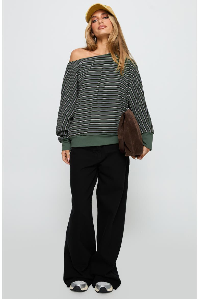 Zaylah One-Shoulder Sweater, Alternate, color, GREEN