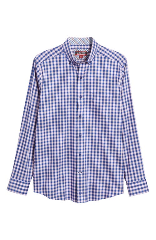 Johnston & Murphy Xc4® Two-tone Gingham Performance Button-down Shirt In Pink/navy