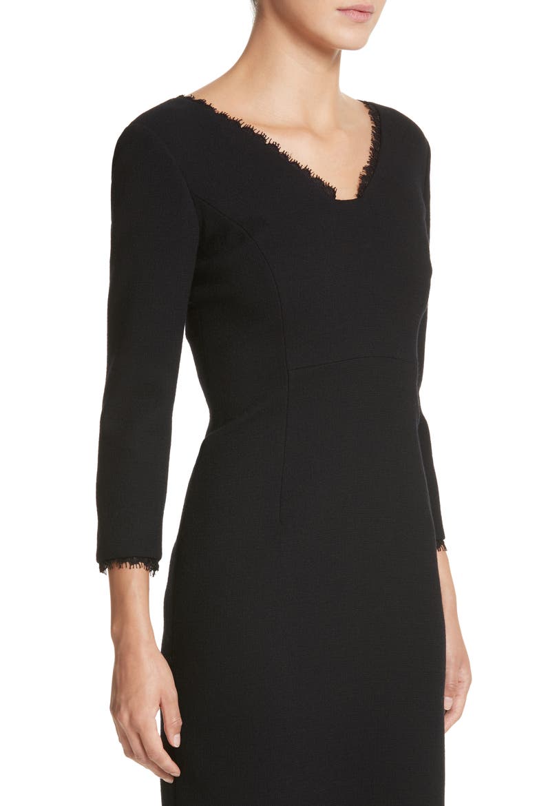 Shandy Lace Trim Wool Dress, Alternate, color, BLACK