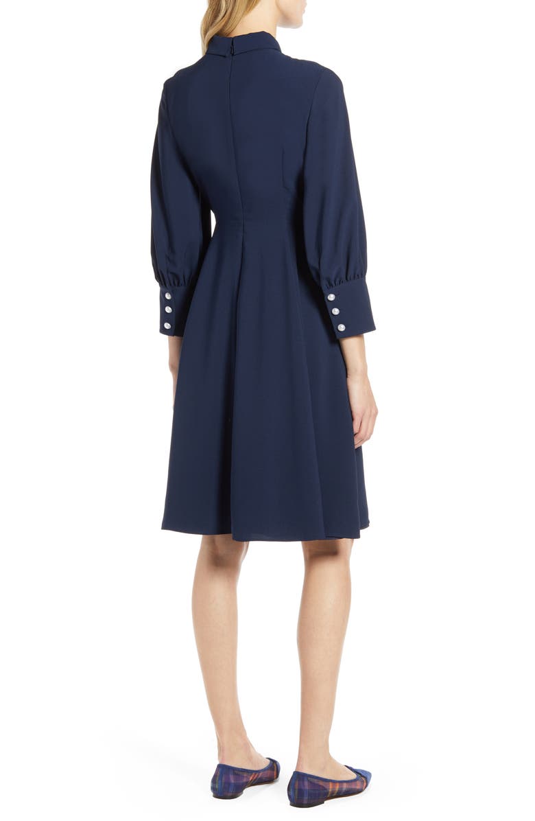 Halogen<sup>®</sup> x Atlantic-Pacific Bow Detail Fit & Flare Dress, Alternate, color, 