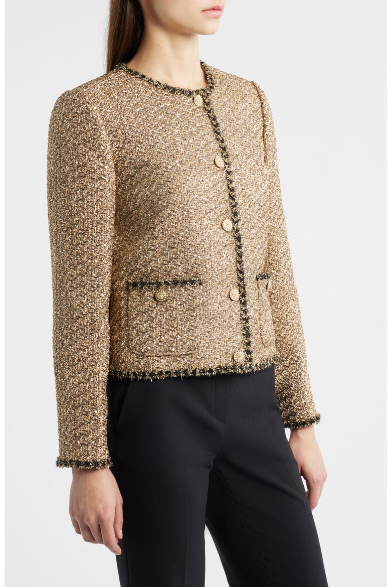 The Ramy Metallic Tweed Jacket, Alternate, color, GOLD