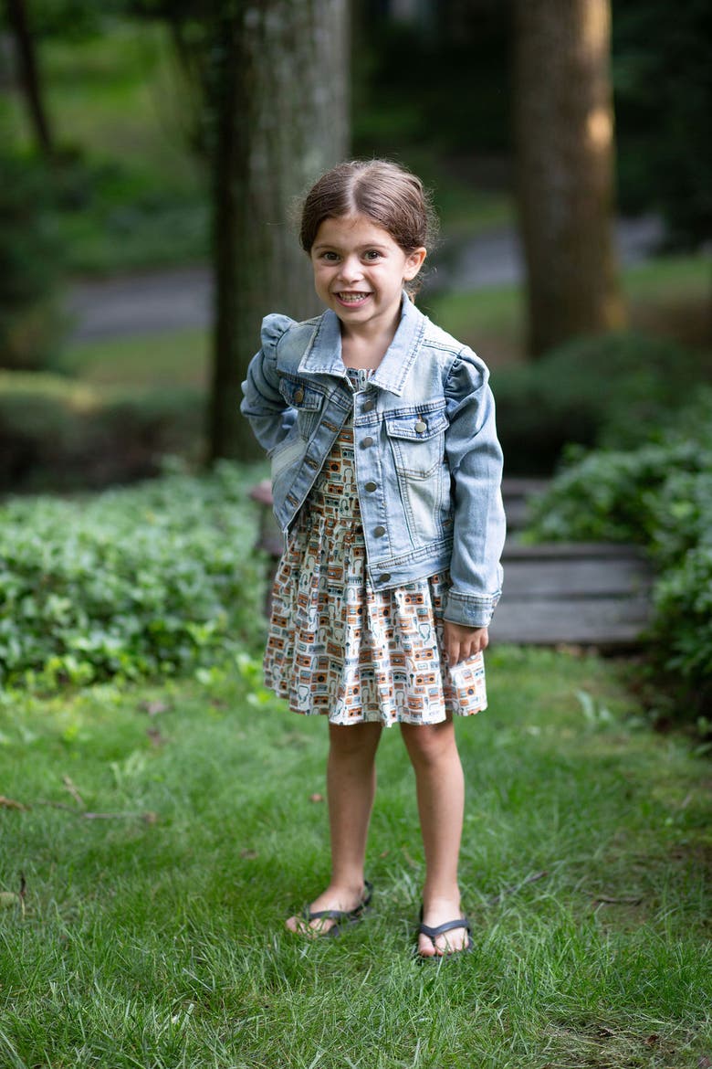 Kids Puff Sleeve Denim Jacket, Alternate, color, Blue