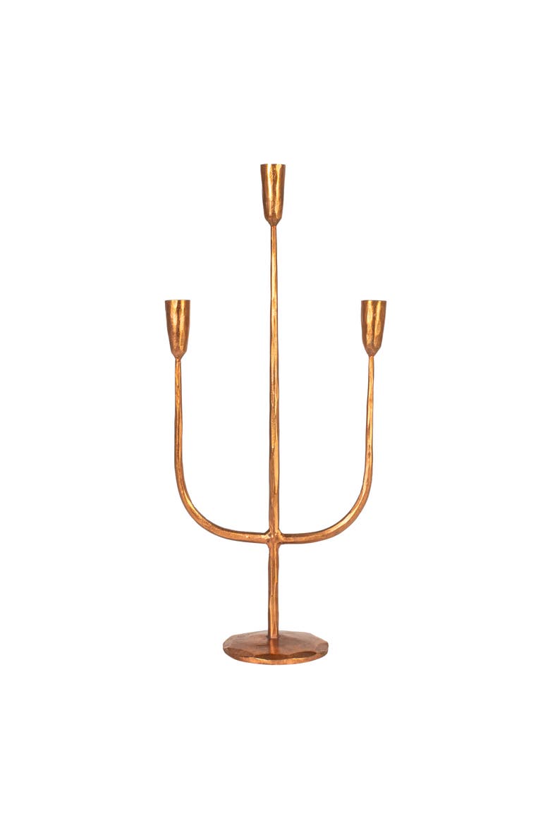 Hand-Forged Metal Candelabra, Antique Copper Finish, Alternate, color, Copper
