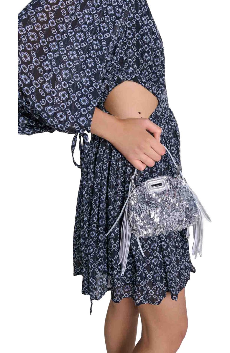 maje Miss M Nano bag with silver sequins, Alternate, color,