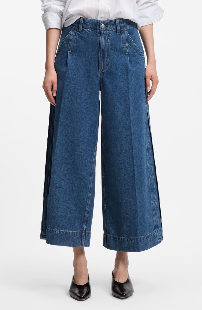 BOSS Ferange Culotte Denim Pants, Main, color, Blue