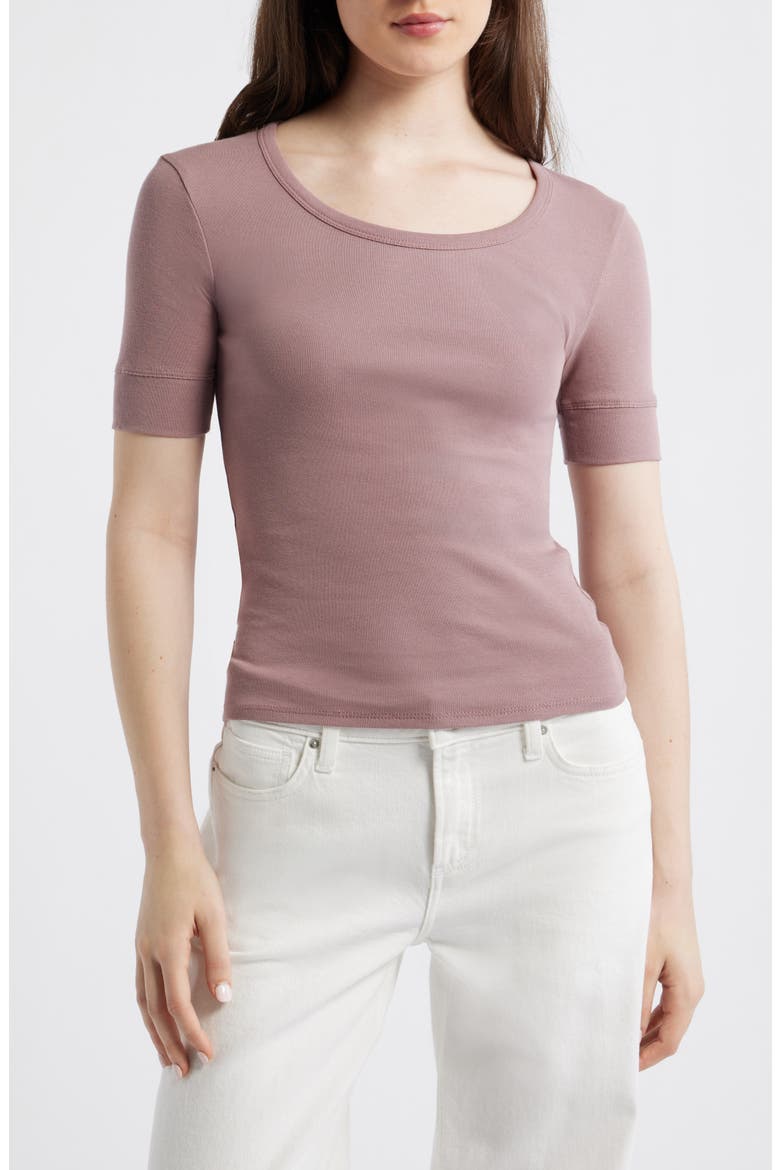 Camiseta Louise Semisheer Cotton Rib T-Shirt, Main, color, LIGHT/ PASTEL PURPLE