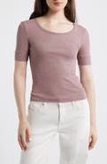 MANGO Camiseta Louise Semisheer Cotton Rib T-Shirt