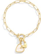 Mint & Lily Mother Of Pearl Initial Heart Charm Bracelet