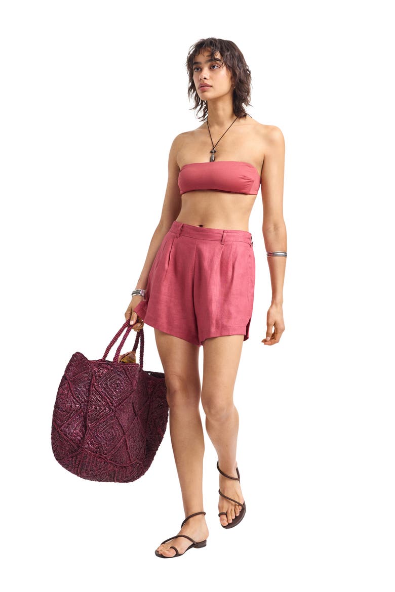 Nala Bandeau Bikini Top, Alternate, color, WILD ROSE ECOLINEN