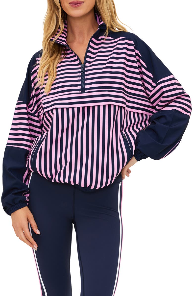 Beach Riot Vespera Half-Zip Jacket, Main, color, Sleet Stripe