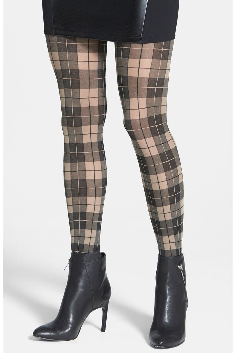 Tartan Tights, Main, color, BEIGE