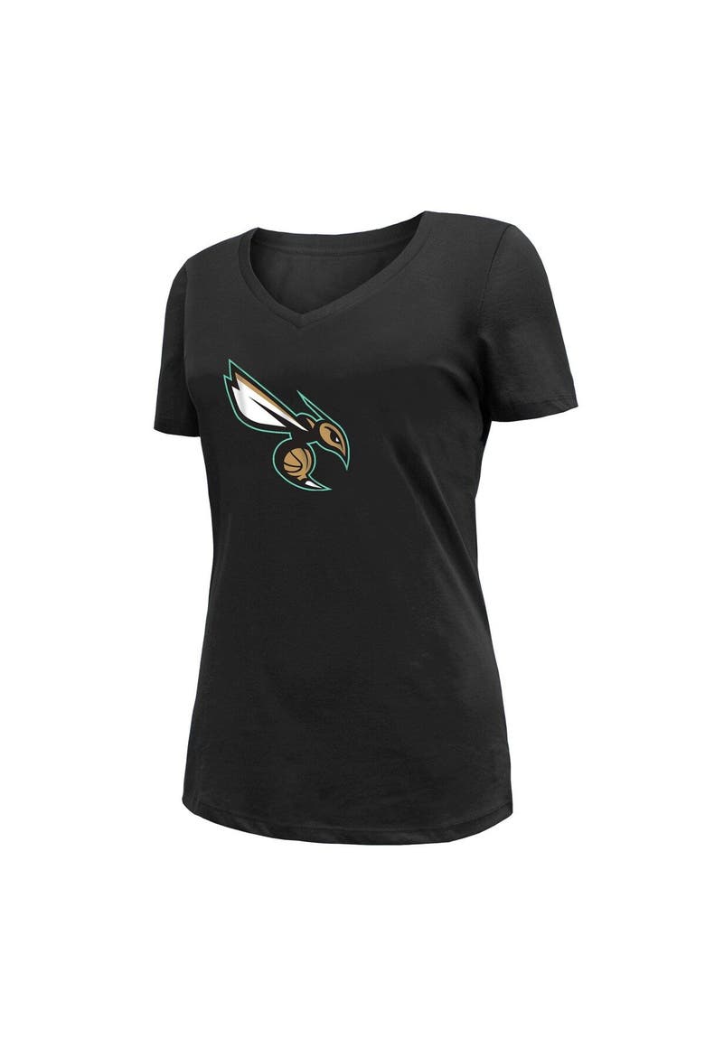 Women's New Era Black Charlotte Hornets 2022/23 City Edition V-Neck T-Shirt, Alternate, color, Black