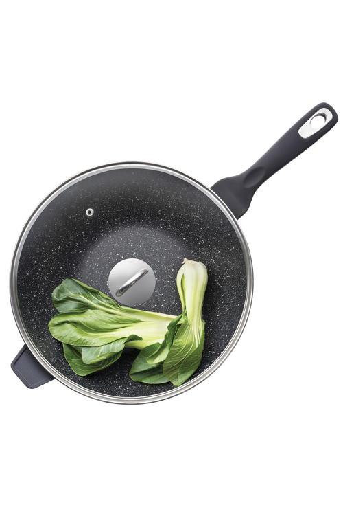 Cuisine::pro ® Granite Wok With Lid 5.1 Qt. In Black