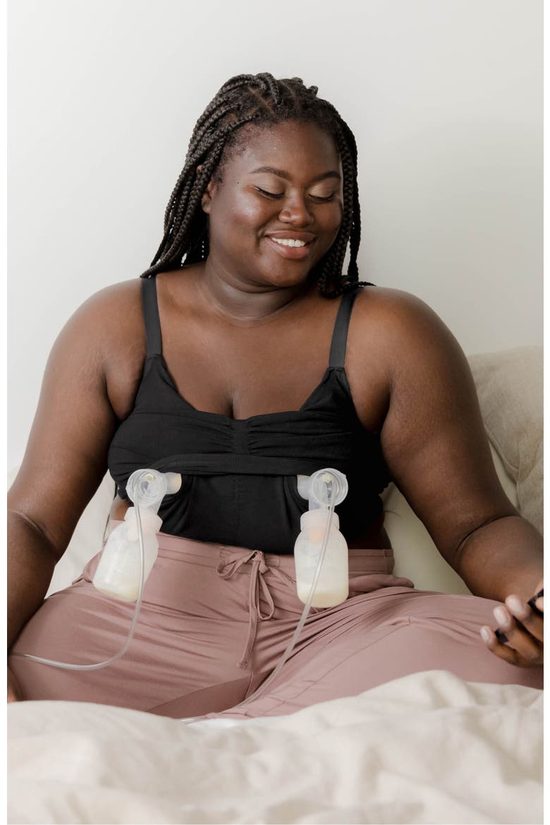 Sublime Wireless Hands Free Pumping/Nursing Sleep Bra, Alternate, color, BLACK