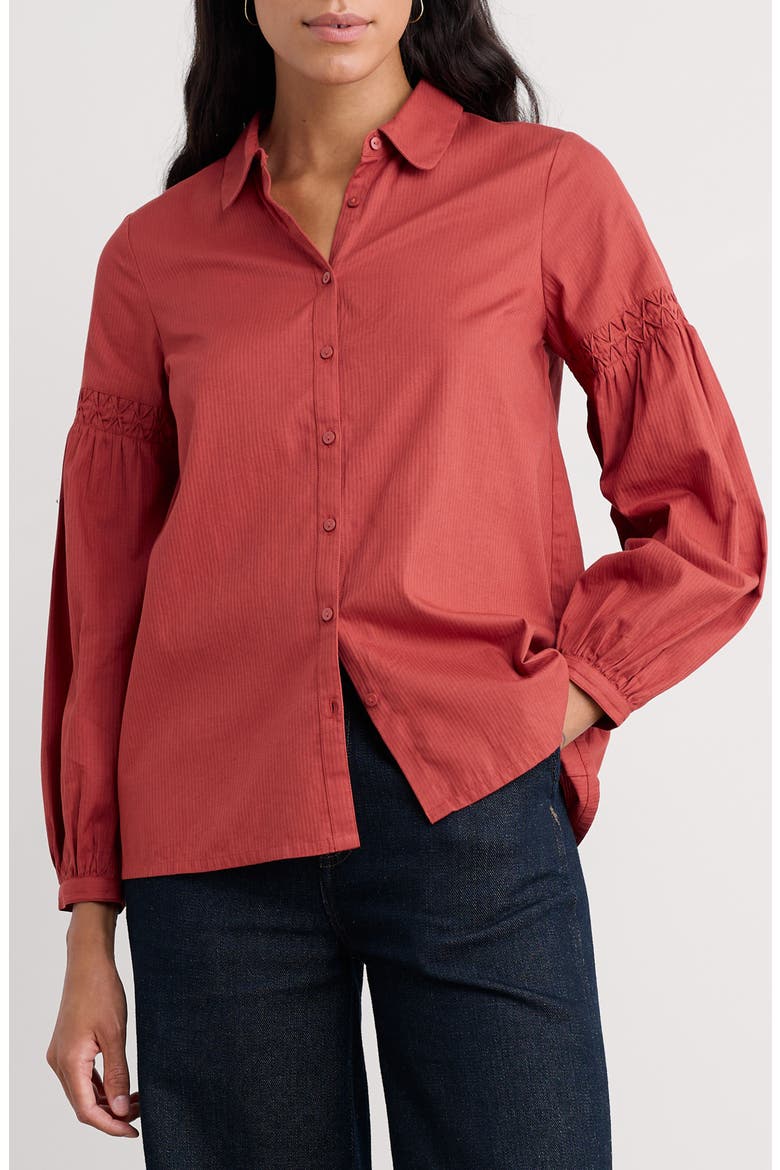 Sapling Organic Cotton Button-Up Shirt, Main, color, DEEP RUST